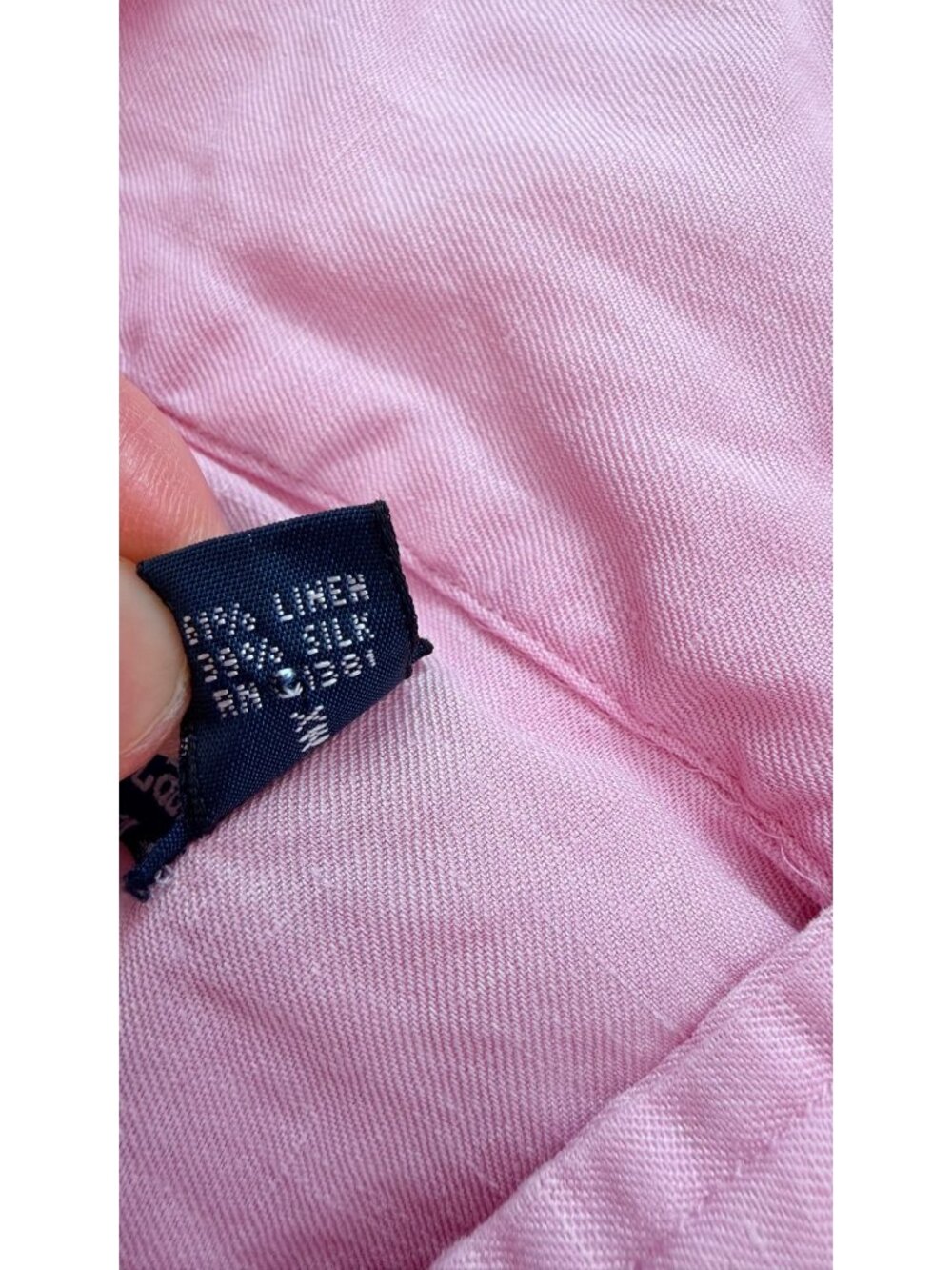 Polo By Ralph Lauren Mens L Pink Linen-Silk Blend Short Sleeve Button-Up Shirt - Picture 5 of 13